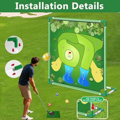 Wazoci Kids Golf Chipping Game Set for Boys, Girls and Adults, Indoor Outdoor Mini Golf with Balls, Club, Backyard Party Birthday Gifts (67 Golf Chipping Game) - Thumbnail 6