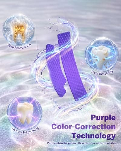 Purple Teeth Whitening Strips, Purple Whitening Strips Color Correcting for Sensitive Tooth, Enamel Safe, Non-Slip, Removes Yellow Stains, 30 Min Fast Whitening, 6 Treatments (12 Strips, Mint) - Thumbnail 3