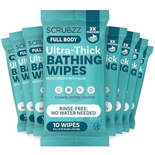 Extra Large Bath Wipes for Adults No Rinse - 80 Disposable Body Cleansing Cloths for Men, Women & Elderly - Great for Gym, Camping, Post Surgery - Image 1
