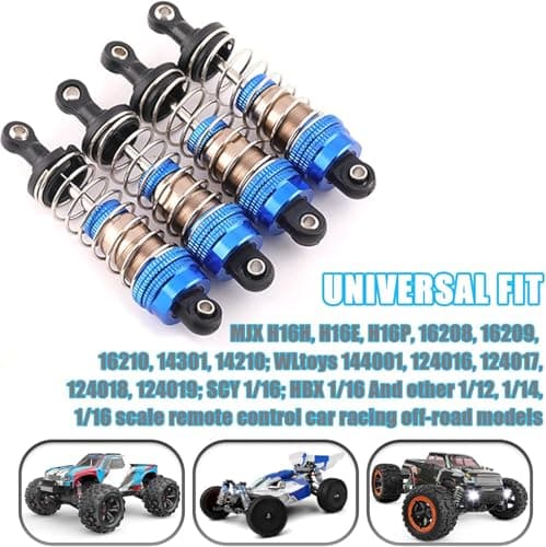 Oil-Fill Shock Absorbers for 1/14 1/16 1/12 RC Cars, 75mm Hydraulic Suspension Kit, DIY Refillable Dampers with Alloy Body, Compatible for MJX, HSP, WLtoys, SCY, FMS, Traxxas (Oil Not Included) - Thumbnail 3
