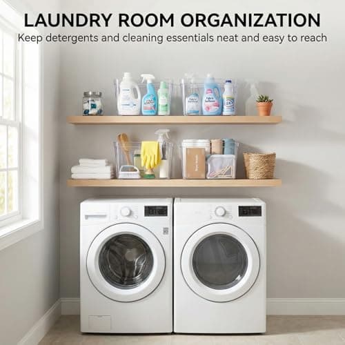 MOONEDGE 8-Pack Clear Cube Storage Bins, 10x10 Open-Top Plastic Organizer Boxes, Durable PET Containers for Closet Shelf,Pantry,Ktichen,Fridge,Playroom,Bathroom and Whole Home Organization - Thumbnail 5