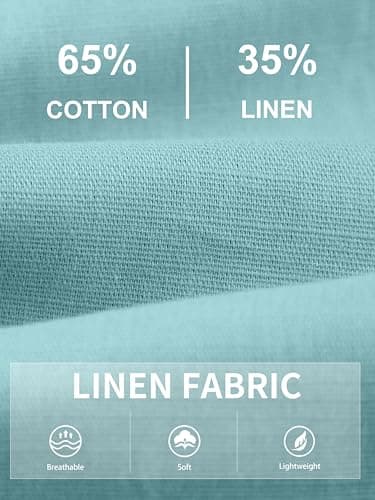 TRFIC Men's Cotton Linen Cargo Shorts - Elastic Waist with Drawstring, 6 Pockets, Summer Beach Vacation, Casual Lounge X-Large Light Blue - Thumbnail 6