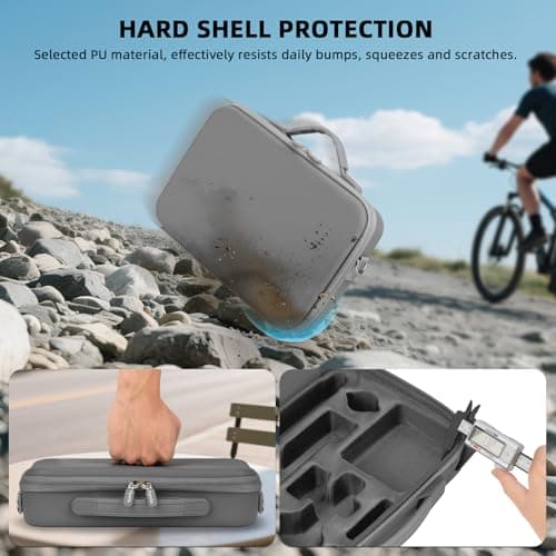 Flymile Carrying Case for Insta360 X5/X4 Air Camera, PU Portable Shoulder Large Hard Shell Bag – Protective Travel Storage Case for Bullet Time Handle/Selfie Stick and Other Accessories, Gray - Thumbnail 4