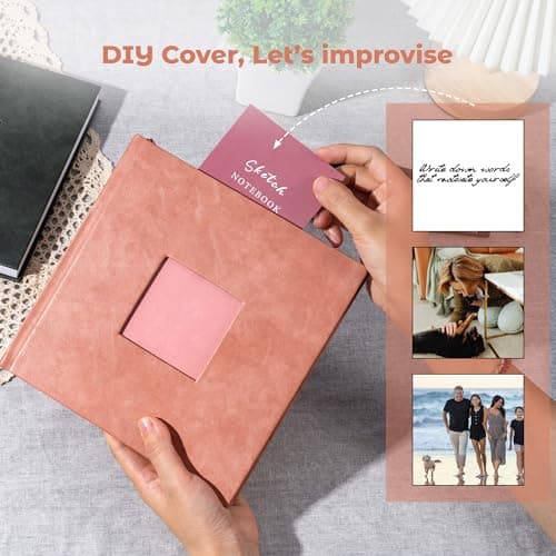 Sketchbook for Drawing, Square Hardcover Sketch Book,200GSM,8 x 8,Pink - Thumbnail 3