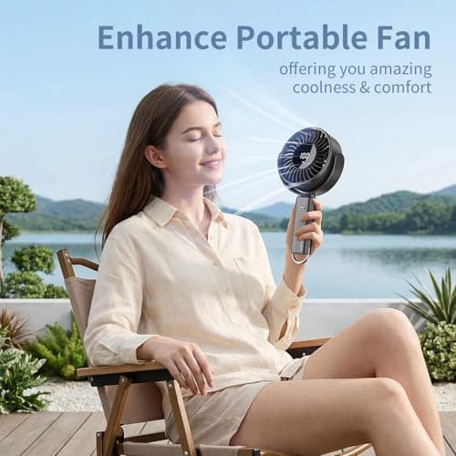 KinYiLO Ultra Large Handheld Fan, 6 Inch Strong Airflow Portable Hand Fan, 6000mAh Battery Personal Fan with 100 Speed, 5-30 Hours Working Time, 135° Foldable for Travel Camping Hiking Outdoor (Grey) - Thumbnail 2