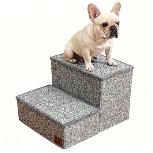 Dog Stairs with Storage, Detachable and Foldable Pet 2-Steps for Bed Couch, Stable Anti-Slip, Ramp for Small Dogs & Cats - Image 1