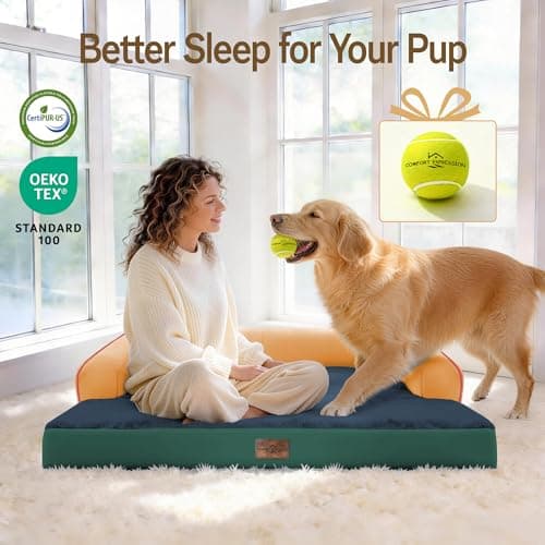 Comfort Expression Extra Large Dog Bed - XL Washable Orthopedic Ped Bed for Big Dog Waterproof Couch Memory Foam Sofa Bolster with Removable Cover - 42 x 30 - Thumbnail 6