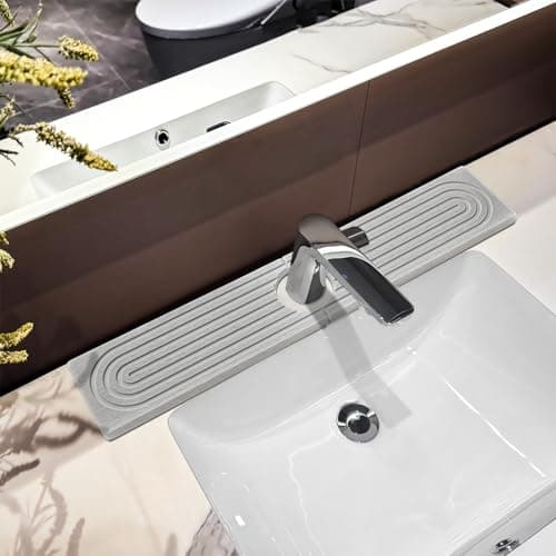 Faucet Mat For Kitchen Sink, 20" Diatomite Absorbent Faucet Mat, Sink Stone Quick Dry Around Faucet, Super Absorbent, Sink Splash Guard For Kitchen Counter (Light Gray) - Image 1