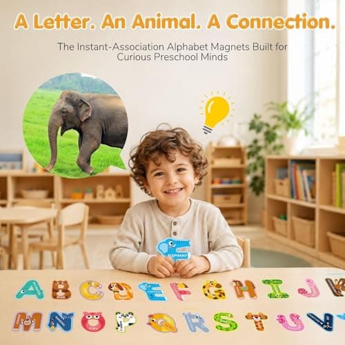Magnetic Letters, 26 Uppercase Alphabet Magnets Fridge Magnets for Toddlers & Kids ABC Magnets for Fridge & Whiteboard, Letter Recognition & Early Spelling Learning Toys - Thumbnail 3
