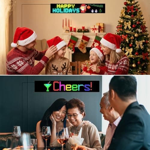Large Programmable Indoor Windows LED Signs, P10 Resolution LED Sign,Bluetooth APP, for Cars Business Bars Gaming Rooms Restaurants Festivals (39"x 8") - Thumbnail 2