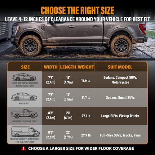 Aegis Mats 7'9" x 16' Garage Floor Mat for Under Car, Heavy Duty 610g PVC Waterproof Containment Mat with Raised Edges, Parking Pad Traps Rain, Mud, Snow & Oil for SUVs and Trucks - Thumbnail 5