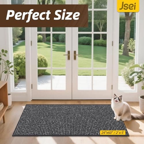 JSEI Dirt Trapper Door Mat 24"x60" Non-Slip Washable Entrance Mat, Dog Doormats, Absorbent & Fade-Resistant Floor Mats, Low Profile Welcome Mats for Entryway, Front Door, and Inside Entrance, Charcoal - Thumbnail 2