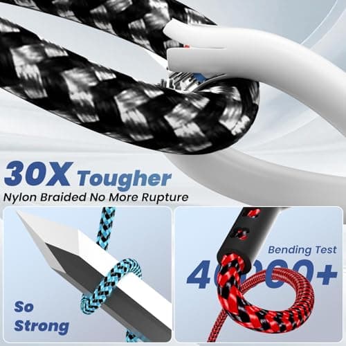 Jogrytece Multi Charging Cable, 6-in-1 USB A/C Cable with Dual Type-C/IP/Micro USB, (2Pack 5FT) Multi Chargers Cord for All Devices, Phone Charger Cord for iPhone 17/16/15/14, Galaxy, Android - Thumbnail 4