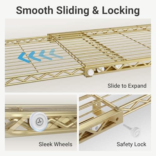 VIPEK X1 Expandable Clothes Rack Heavy Duty Adjustable from 2' to 3'5" with Adjustable Shelves and Hanger Rods, Reach-in & Walk-in Closets Metal Garment Racks Portable Closet, Gold - Thumbnail 4