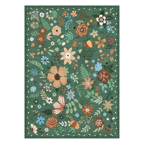 HiChiclife Runner Rug, Floral Rug, Long Rug for Hallway Kitchen,2'x 8',Green - Thumbnail 2