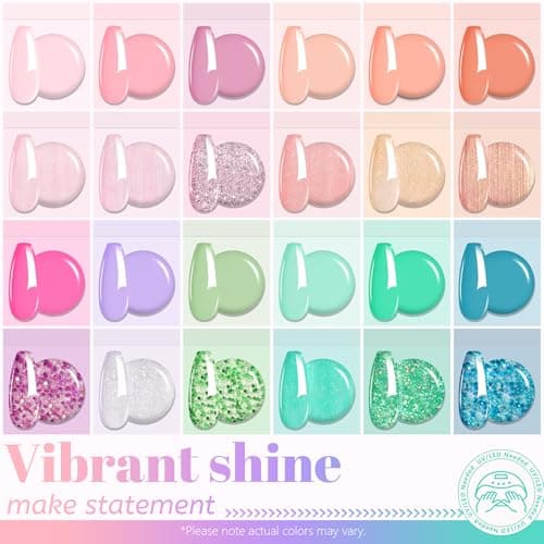 ABAC 24 Color Hema-Free Glitter Solid Gel Nail Polish,Ombre Gel Nail Polish,Pat Paint Nail Gel- Mermaid Ocean & Coral Reef Shades w/Pro Dual Brush Clump-Free for Pool Party,Spring/Summer Soak Off Gel - Thumbnail 6