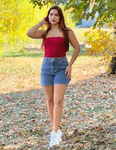 luvamia Jean Shorts for Women Womens High Rise Shorts Wide Leg Jean Shorts Blue Jean Shorts Women Stretchy Shorts for Women Womens Jean Shorts Size 14 Medium Blue Large Fits Size 12 / Size 14 - Thumbnail 4