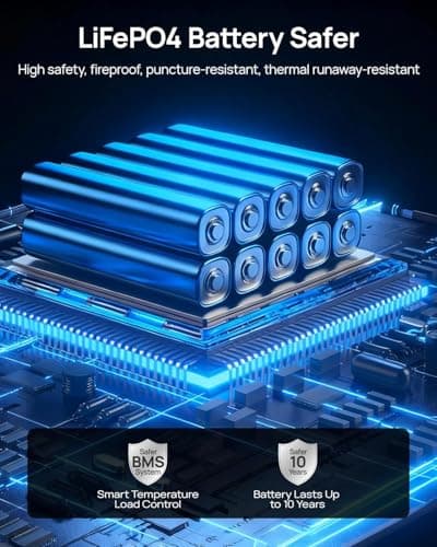 Portable Power Station 600W (1200W Surge) with 100W Solar Panel Included, 576Wh LiFePO4 Electric Generator, 1Hr Fast Charging, 100W USB-C PD Output, Solar Power Bank for Home Emergency, Camping, CPAP - Thumbnail 5
