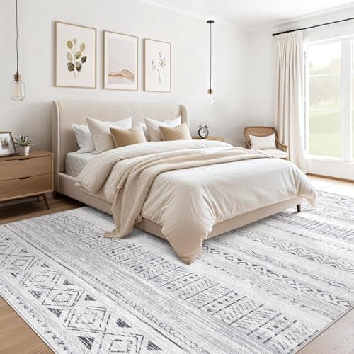 cotiled 5x7 Area Rug Living Room: Washable Boho Rugs with Non Slip Backing Large Soft Indoor Stain Resistant Carpet for Bedroom Farmhouse Dining Room Lightweight Home Decor Dark Grey - Thumbnail 4