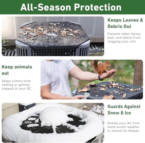 Air Conditioner Covers for Outside Units,36" x 36" Central AC Cover , Resin Woven Mesh,Top Universal Mesh Cover Defender for All Seasons,Efficient Ventilation (Universal Fit Black) - Thumbnail 6