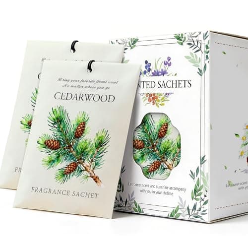 HOMELLAX Cedarwood Scented Sachet Bags - 12 Pack Drawer & Closet Freshener, Long Lasting Odor Eliminator for Wardrobes, Cars & Storage, Home Fragrance Air Freshener Sachets - Image 1