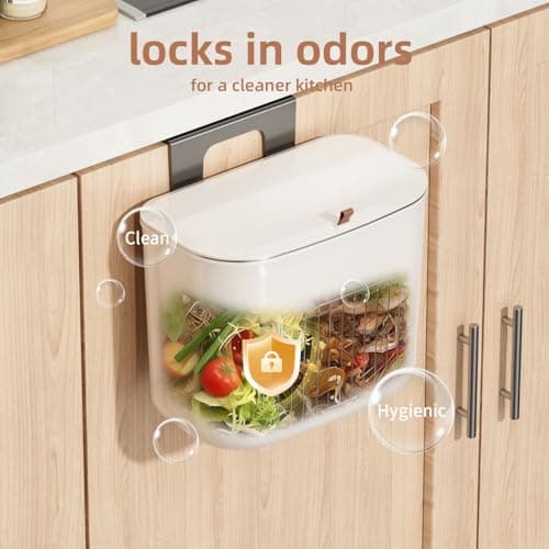 LavStow Kitchen Hanging Trash Can with Lid, Compost Bin for Counter Top or Under Sink, 1.85 Gallon/7L Hanging Garbage Trash Can for Kitchen RV Bathroom Office - Thumbnail 5