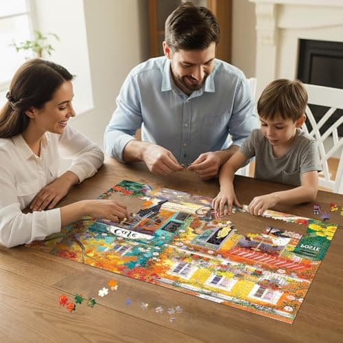Romantic Cafe Puzzles for Adults 1000 Pieces,Impossible Hard Difficult Challenging Jigsaw Puzzles for Adults 1000 Pieces,Puzzle with Letters on Back,Recycled Paper Jigsaw Puzzle(27.6"x19.7") - Thumbnail 5