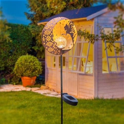Tryme Solar Fairy Garden Lights - Moon Star Glass Globe Pathway Stake, Waterproof Outdoor Decorative Lights for Patio, Yard, Lawn - Thumbnail 5