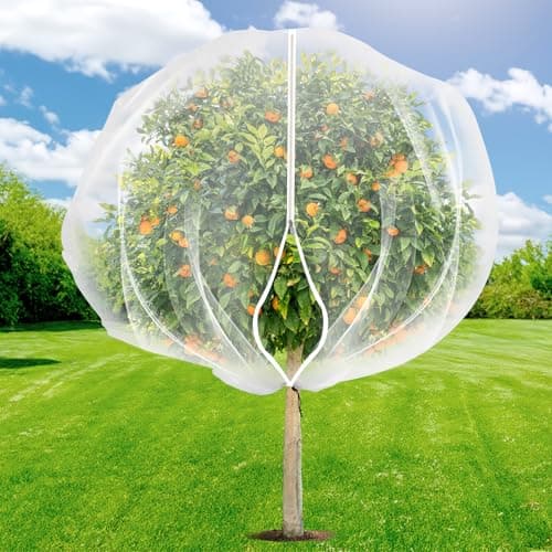 7.8 x 7.8 ft Large Fruit Tree Netting Cover with Zipper and Drawstring,Garden Insect Netting Plant Cover Transparent Bird Plant Barrier Flower Fruit Mesh Screen for Preventing Deer Squirrel Bugs - Image 1