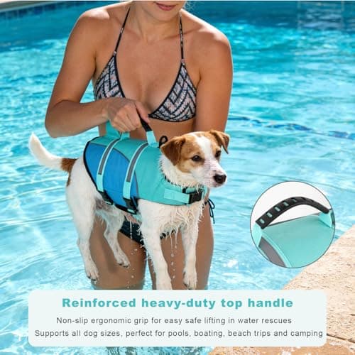 Doglay Shark Dog Jacket - Ripstop Life Vests for Swimming Boating with Rescue Handle & Adjustable Fit for Small to Large Dogs - Thumbnail 3