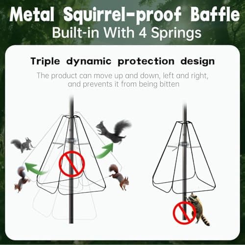 Squirrel Baffle with Dual Defense for Bird Feeder Poles, Bird Food House Guard for Shepherd Hook,Metal Squirrel Baffle Raccoon Stopper Rust-Proof and Bite-Proof Heavy Duty Carbon Steel - Thumbnail 3