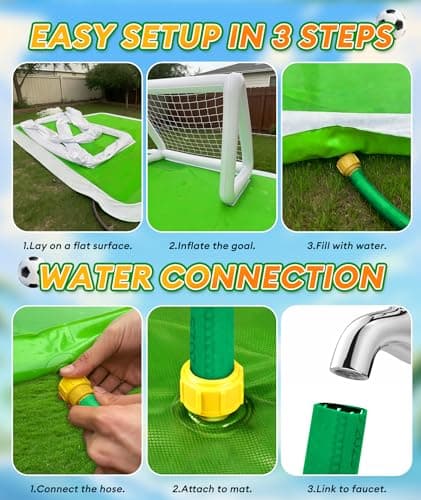 EPN Splash Pad for Kids, 138" x 118" Extra Large Sprinkler Mat with Soccer Goal & Ball, Non-Slip Thick PVC Water Play Mat, Outdoor Backyard Water Toys for Kids Ages 4-8 8-12, Lawn & Summer Fun - Thumbnail 5