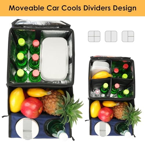 Car Seat Organizer, Backseat Car Organizer with Cup Holder Tray and Storages for Kids and Adults, Portable Travel Cooler for Car for Front or Back Seat Passenger Organizer Ccompartment (Navy Blue) - Thumbnail 5