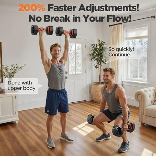 2025 Updated Adjustable Dumbbell Set of 2, 5-IN-1 Weights Dumbbell Set with Storage Box, 25lbs/55lbs Adjustable Weights with Anti-slip Silicone Grip, Weight Set For Home Gym Suit both Men and Women (55LBS Pair(Total 110LBS)) - Thumbnail 5