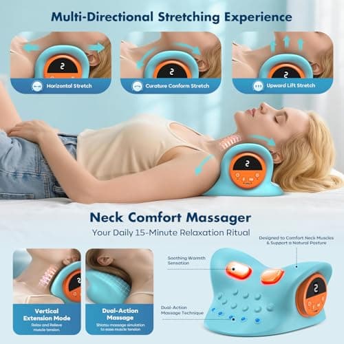 2026 Neck Massager 4-in-1 with Deep Tissue 3D Kneading & Soothing Heat - Portable Cordless Pillow for Cervical Traction,Shoulder and Back Relief,9 Intensity Levels with Type-C Charge For Home Office - Thumbnail 4