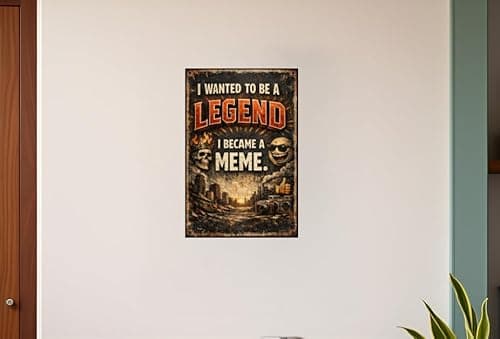 I Wanted To Be A Legend I Became A Meme Metal Tin Wall Plaque Vintage Funny Quote Urban Grunge Art Skull Camera City Scene 8x12 Inch Decor - Thumbnail 4