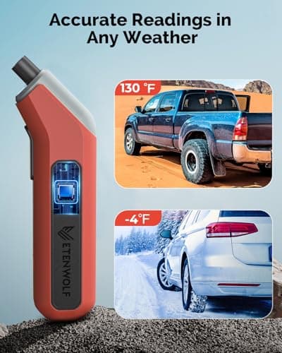ETENWOLF T300 Digital Tire Pressure Gauge 3-200 PSI, Industrial Tire Gauge Calibrated to ANSI B40.7 Grade 2A(Plus-Minus 0.5%), Replaceable AAA Batteries (Vivid Orange) - Thumbnail 5