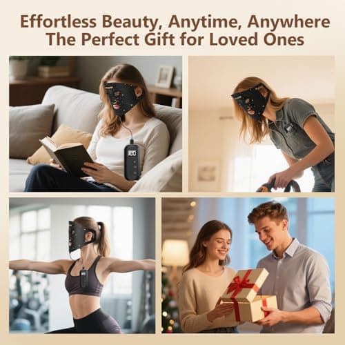 Skinetry LED Face Mask Light Therapy, Portable Red Light Therapy for Face,7 Light Modes with 2000mAh Rechargeable Remote, 324 LEDs for Radiant Glow, at Home - Thumbnail 6