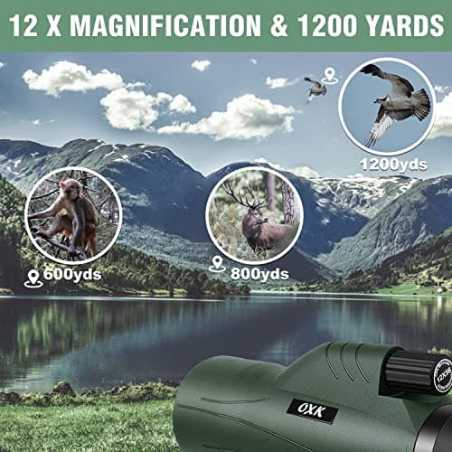 12x56 High Power Monocular Telescope for Adults | Comes with Smartphone Adapter Tripod Travel Bag | Bird Watching Hunting Hiking Camping Gift - Green - Thumbnail 2