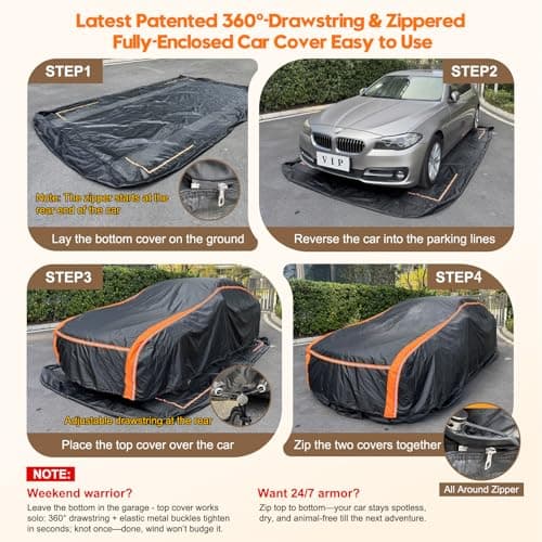 Patented Fully Enclosed Car Cover Waterproof All Weather 2-in-1 for Toyota Highlander,Ford Explorer,Jeep Grand Cherokee,Honda Pilot Automobiles Universal Fit SUV/MPV Length 191-201 in. Exterior Covers - Thumbnail 6
