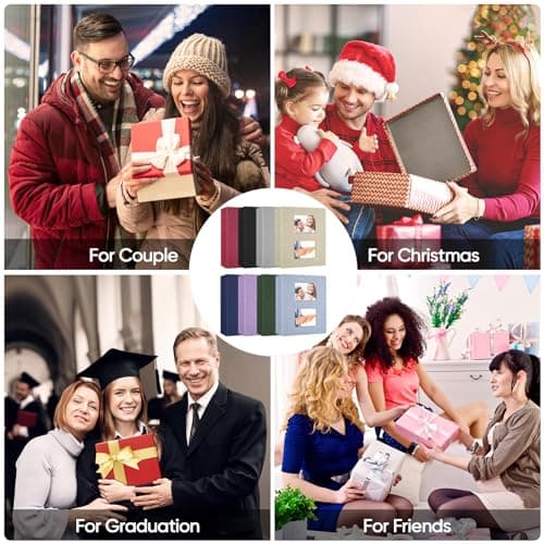 MSTONAL Photo Album 4x6 200 Pockets for Wedding Gifts, Linen Hardcover Memory Book with Front Window for Family Anniversary School Baby Travel Pictures Holds 200 Horizontal Photos, Red - Thumbnail 6