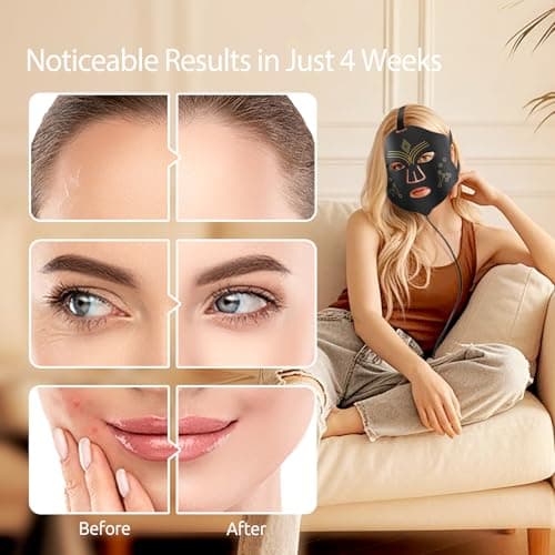 Red Light Therapy for Face, LED Face Mask Light Therapy, 4 Light Modes with NIR, Red & Blue LED Light Therapy USB-C, Remote Control Portable Led Mask for Home & Travel (Black) - Thumbnail 5