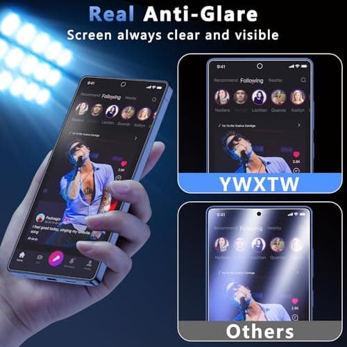 YWXTW 2 Pack Matte Screen Protector for Samsung Galaxy S26 Plus + 1 Set Camera Lens Protector, [Smooth as Silk] [Fingerprint Unlocking] Anti Glare Anti Fingerprint Tempered Glass Screen - Thumbnail 6