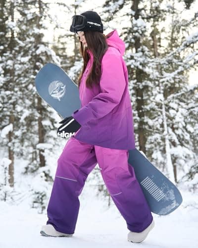 HIGH EXPERIENCE Snowboard Jacket Womens Baggy Ski Coat Waterproof Windproof Insulated Warm Winter Snow Coat (US, Alpha, Medium, Regular, Regular, Purple) - Thumbnail 3