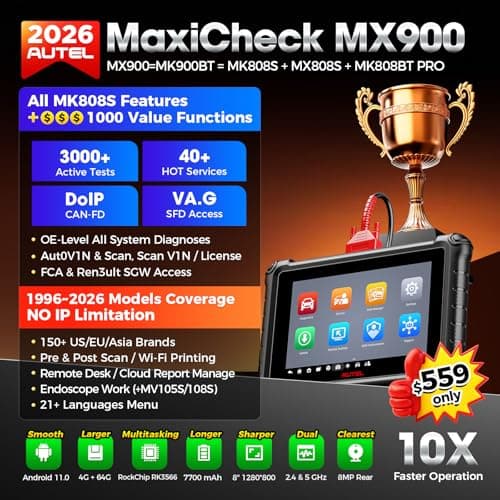 Autel MaxiCheck MX900 Bidirectional Scanner, 2026 OBD2 Scan Tool Up of MaxiCOM MK808S MX808S MK808BT Pro, US Ver. of MK900BT w/ 3000+ Active Test, 40+ Service, CAN-FD&DOIP, All-Sys Diagnose, FCA 11 OS - Thumbnail 2