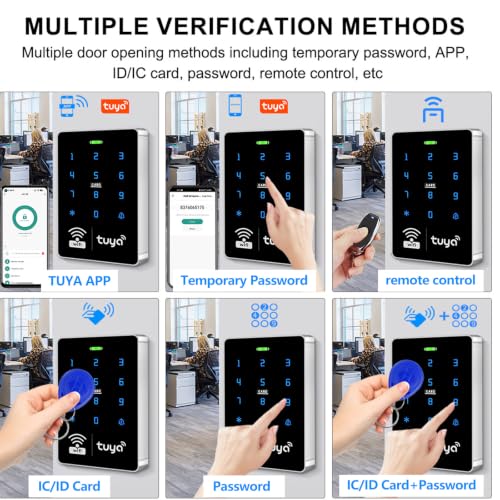 XYBkey WiFi TUYA Complete Security Access System Kit with Waterproof RFID Touch Keypad Door Lock, Smart Remote Door Opener, App，600-Pound Electric Magnetic Lock + ZL, Metal Sensor Switch, Doorbel - Thumbnail 5