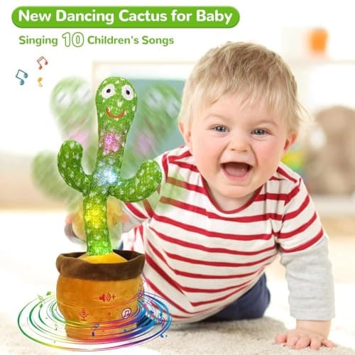 Emoin Dancing Talking Cactus Toy, Cactus Baby Toy Singing Children's Song, Mimicking Recording Repeating What You Say, Educational Interactive Baby Boys Girls Toys (Volume Adjustment) - Thumbnail 3