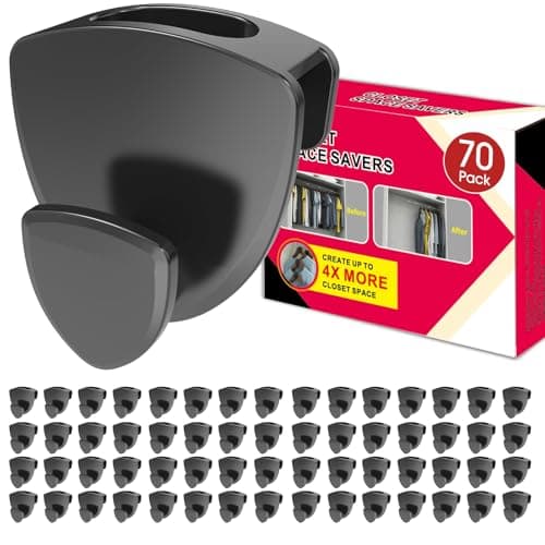 Latoxcaa Space Saving Hanger Hooks 70Pcs, Upgrade Heavy Duty Space Saver Hangers Connector Hooks for Clothes, Premium Hanging Closet Organizer for Dorm, Ganchos para Colgar Ropa, Black - Image 1