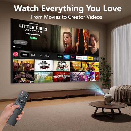 Smart Mini Projector with Android 14 OS, 1080P/4K/8K Video Decoding, WiFi 6 & Bluetooth 5.4, 270° Rotatable Stand, Auto Vertical Keystone, Portable Proyector for Bedroom & Home Entertainment(White) - Thumbnail 5