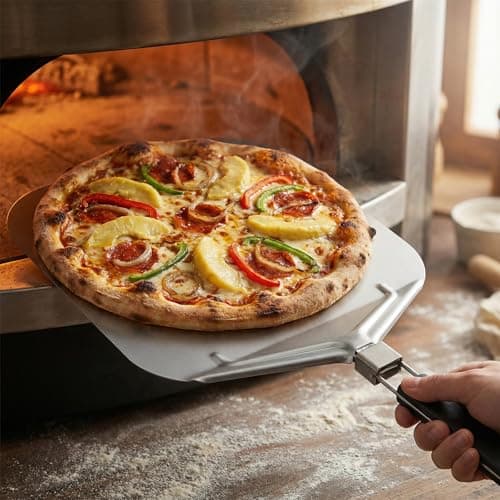 Aluminum Pizza Peel,12.6 Inch Metal Pizza Turning Peel,Pizza Paddle with Foldable Rubber Handle for Effortless Pizza Transfer & Easy Storage,Pizza Oven Accessories Tools for Indoor & Outdoor Grill - Thumbnail 2